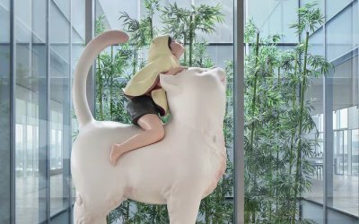 室內創(chuàng)意玻璃鋼卡通貓雕塑