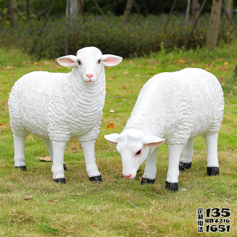 戶(hù)外草坪玻璃鋼仿真綿羊雕塑