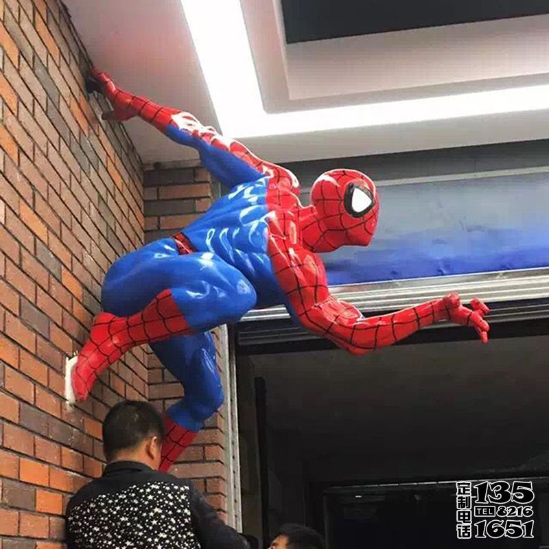 蜘蛛俠雕塑卡通人物玻璃鋼墻壁裝飾動漫人物蜘蛛俠雕塑 蜘蛛俠雕塑卡通人物玻璃鋼墻壁裝飾動漫人物蜘蛛俠雕塑