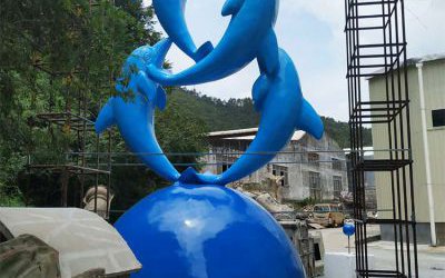 學校校園玻璃鋼海豚景觀雕塑